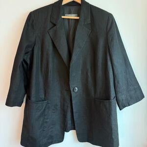 Marina Rinaldi Black Linen Blazer – Size 25 (Approx. US 20) – Excellent Conditio